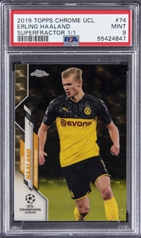 2019-20 Topps Chrome UEFA Champions League Superfractor #74 Erling Haaland Rookie Card (#1/1) - PSA MINT 9